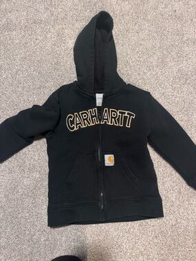 Carhartt Black Kids Hooded Zip Sweatshirt with Gold Logo